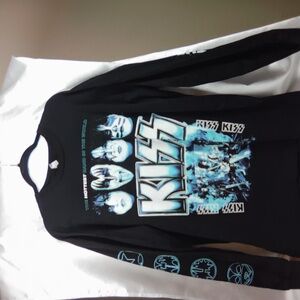 Men's Cotton Heritage Kiss Tour Long Sleeve Band Concert Shirt Guitar